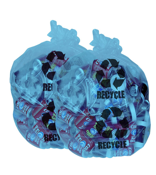 Pitt Plastics 40x46 XX-Heavy Blue Tint 'Recycling" Premium liner 100 / cs — Manufacturer Recycling Bags product-family reference photo. The image illustrates bag appearance; dimensions, thickness and case quantity are specified in this listing. Contents and receptacles shown are not included.