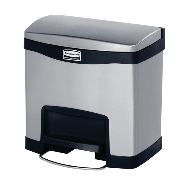 Rubbermaid Slim Jim Step-On Container Black/Stainless Steel, 4 Gallon 1 / cs | Official manufacturer photograph