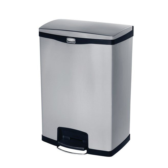 Rubbermaid Slim Jim Step-On Container Stainless Steel Front, Step Black 1 / cs | Official manufacturer photograph