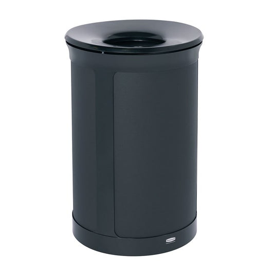 Rubbermaid Enhance Round Garbage Can 33 Gal Jet Black Metallic 1 / ea | Official manufacturer photograph
