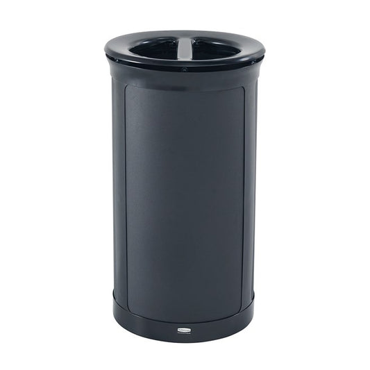Rubbermaid Enhance Round Dual Stream Garb. Can 33 Gal Jet Black Metallic 1 / ea | Official manufacturer photograph