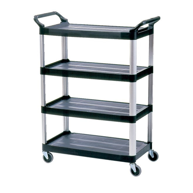 Rubbermaid 4 Shelf Service Cart Black 1 / cs | Official manufacturer photograph