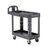 Rubbermaid Heavy-Duty Ergo Handle Utility Cart Black, Small, Lipped-Shelf 1 / cs