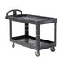 Rubbermaid Heavy Duty Ergo Handle Utility Cart Lipped Shelf, Black, Large, 750 LB 1 / cs