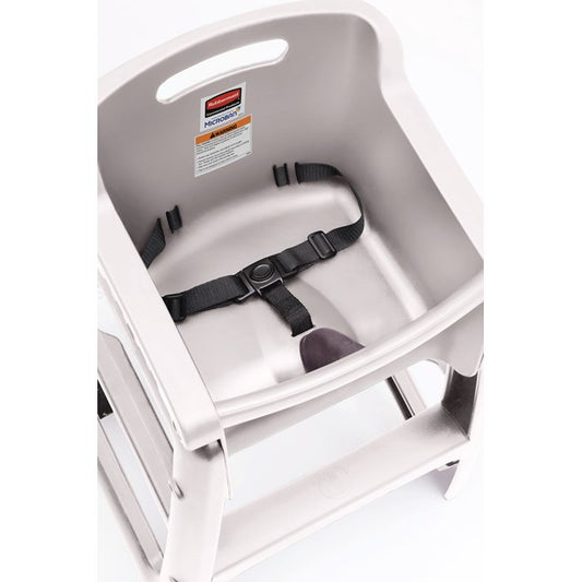 STURDY CHAIR™ HIGH CHAIR (NOT ASSEMBLED) PLATINUM | Official exact-model photograph; listing pack quantity remains as stated. Official exact-model photograph is a detail view of the seat and restraint, not the whole chair.