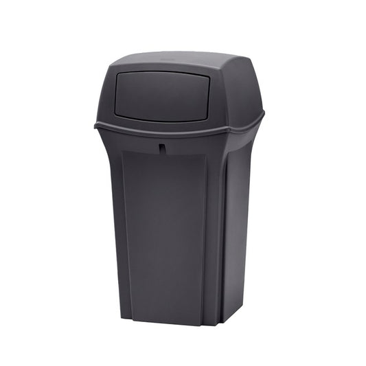 RANGER® TRASH CAN WITH 2-DOOR LID, 35 GAL, CHARCOAL | Official exact-model photograph; listing pack quantity remains as stated.