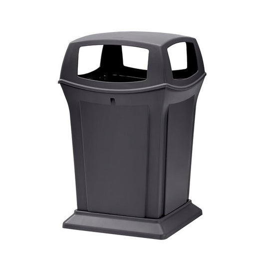 RANGER® TRASH CAN WITH 4 OPENINGS LID, 45 GAL, CHARCOAL | Official exact-model photograph; listing pack quantity remains as stated.