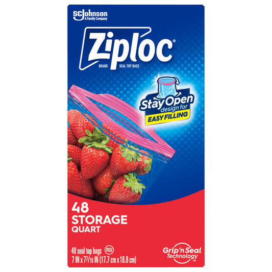 Manufacturer photo for 351317: Ziploc Brand Storage Bag 1 Quart Value Pack 9 / 48 cs. The photograph illustrates the item; the listing title specifies the sale quantity. Current manufacturer packaging is shown.
