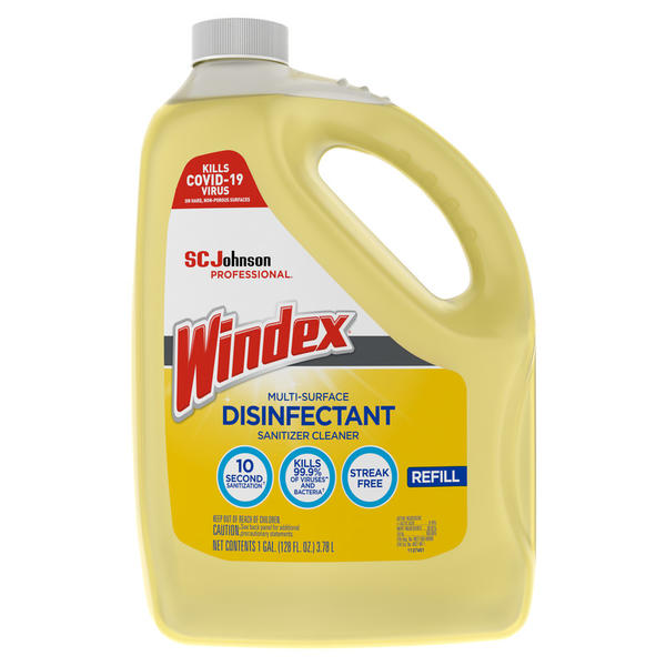 Manufacturer photo for 682265: Windex Multi-Surface Disinfectant Refill 128 oz. 4 / cs. The photograph illustrates the item; the listing title specifies the sale quantity. Current manufacturer packaging is shown.