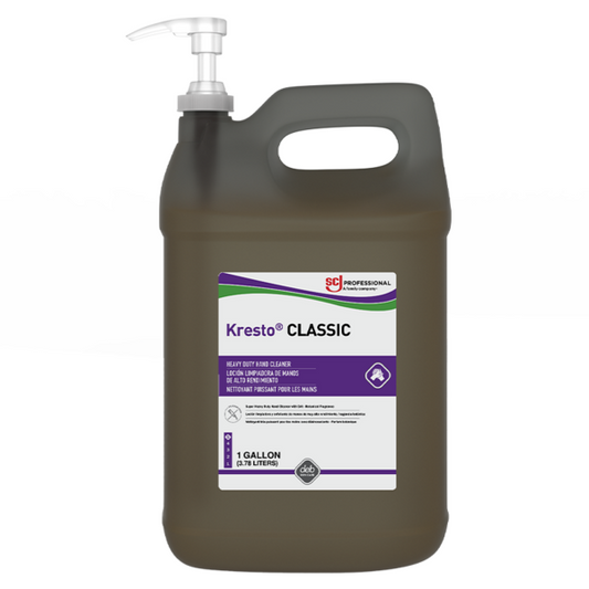 Manufacturer photo for KCL1G: Kresto Classic Hand Cleaner 1 Gallon Bottle w/ Pump 4 / cs. The photograph illustrates the item; the listing title specifies the sale quantity. Current manufacturer packaging is shown.