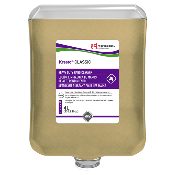 Manufacturer photo for KCL4LTR: Kresto Classic Hand Cleaner 4L Cartridge 4 / cs. The photograph illustrates the item; the listing title specifies the sale quantity. Current manufacturer packaging is shown.