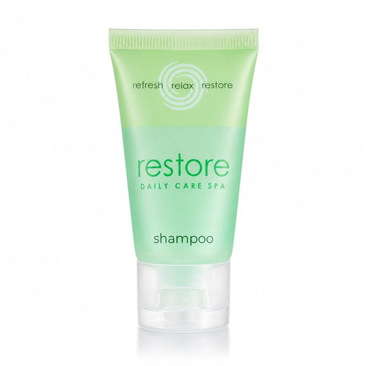 Transmacro Restore Shampoo Tube 1oz 288 / cs; Representative Transmacro supplier product photo. Packaging format, size, design and pack quantity shown may differ; this listing's specifications apply.
