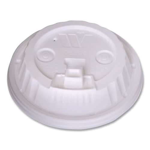 Wincup DL18 Lid Travel Dome Sip Thru 1000 / cs; Representative WinCup supplier photo of the same product type. Size, color, printed design, accessories and pack quantity shown may differ; this listing's specifications apply.