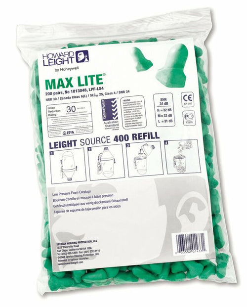 Howard Leight - LPF -LS4 MAXIMUM LITE Disposable Earplugs Uncorded Bulk Refill Bag